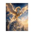 Golden Pegasus Fantasy Matte Vertical Poster | Mythical Winged Horse Wall Art