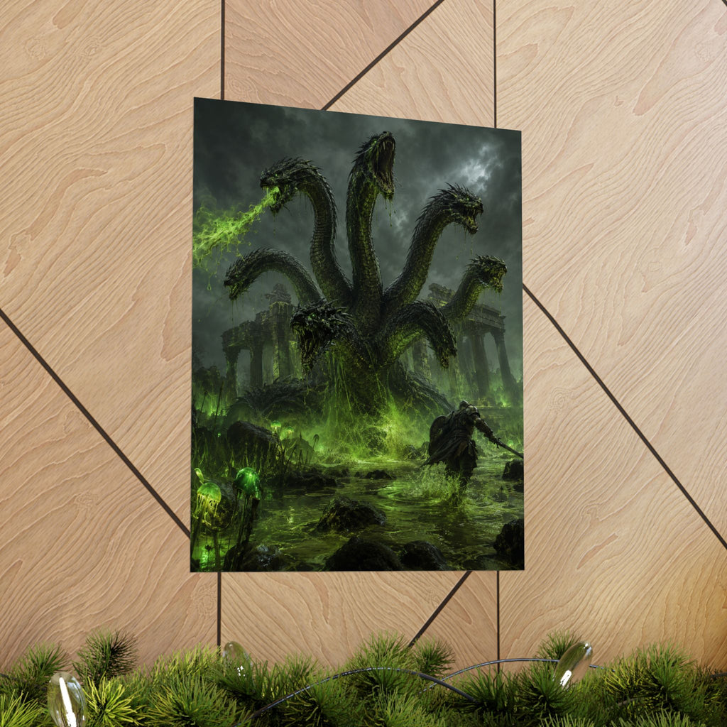 Hydra Monster Matte Vertical Poster | Dark Fantasy, Green Swamp