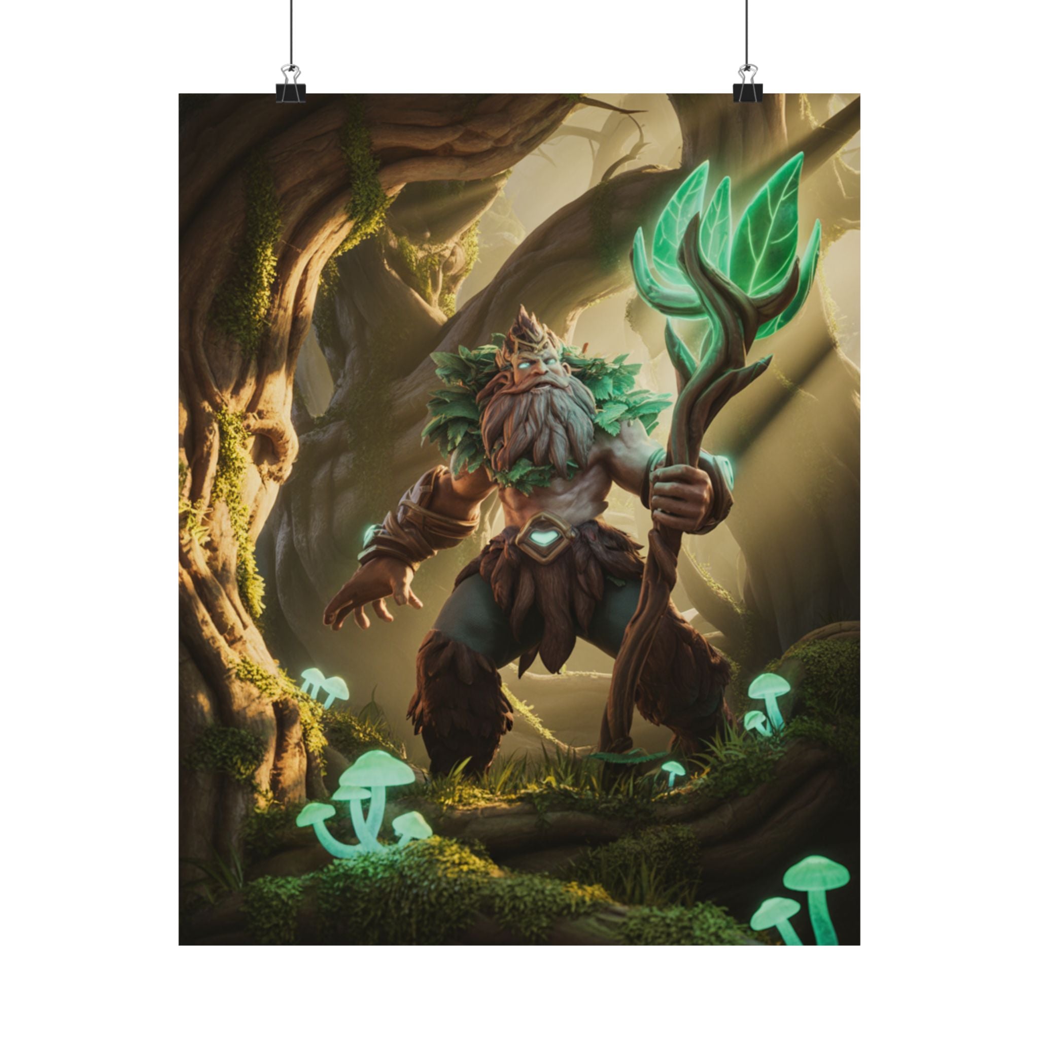 Forest Guardian MOBA Gaming Poster — Fantasy Druid Wall Art