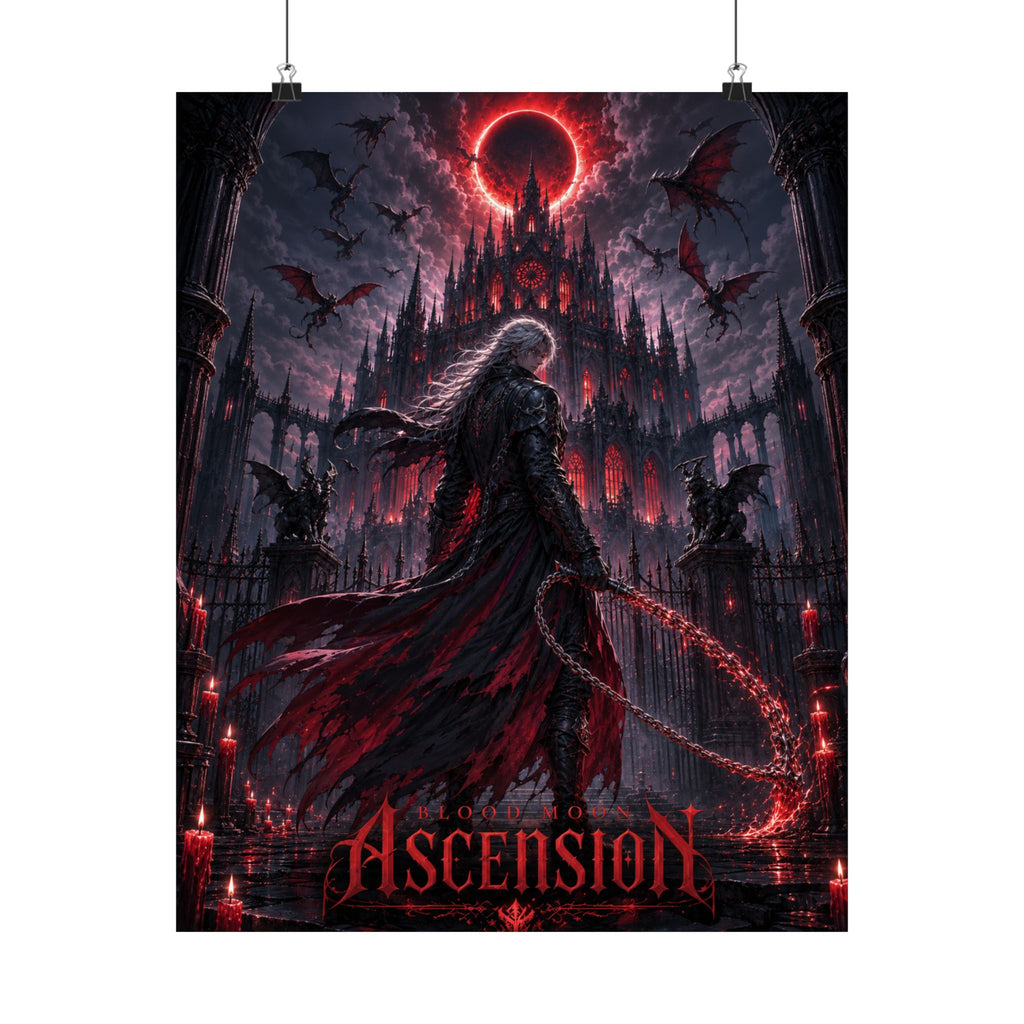 Retro Video Game Inspired Poster – Gothic Blood Moon Canvas Art