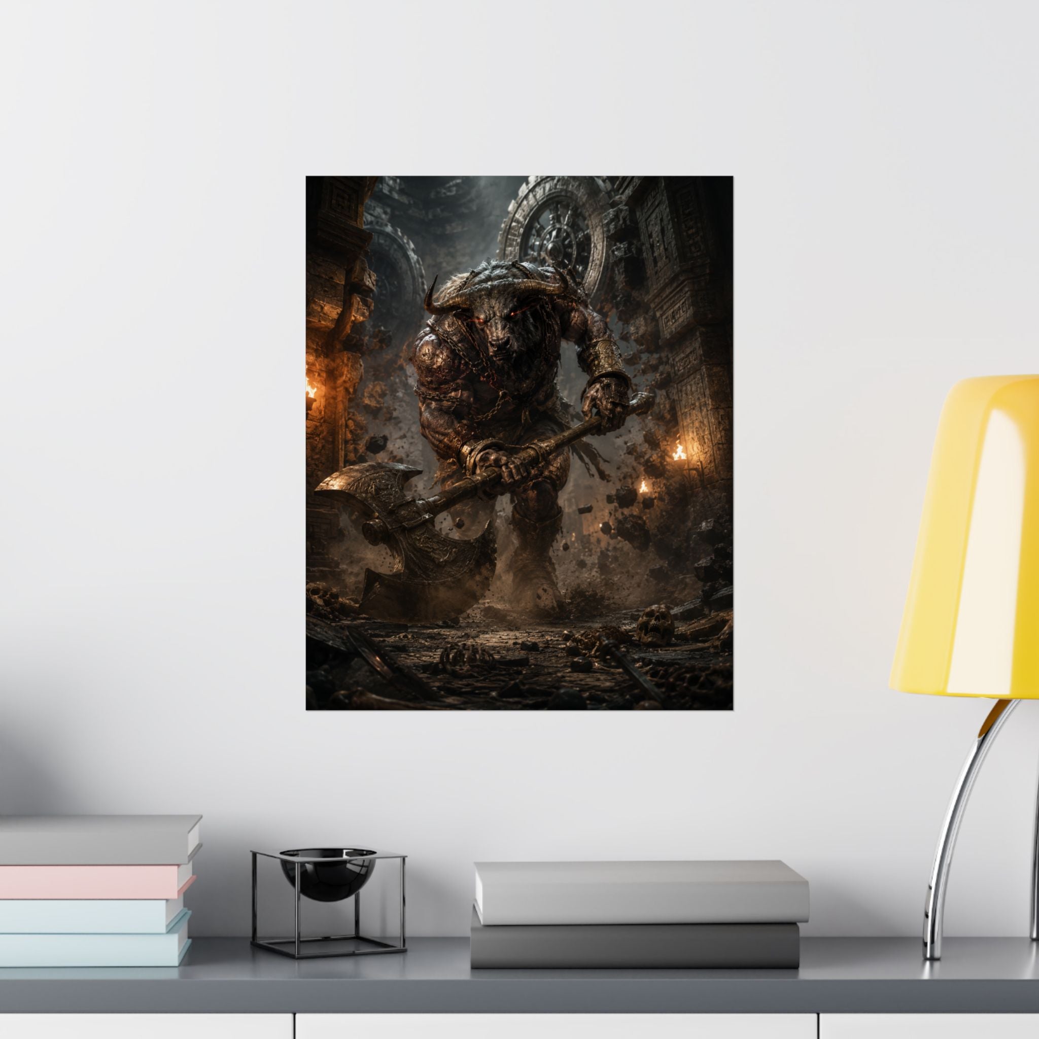Minotaur Warrior Matte Vertical Poster | Fantasy Monster Dungeon Art