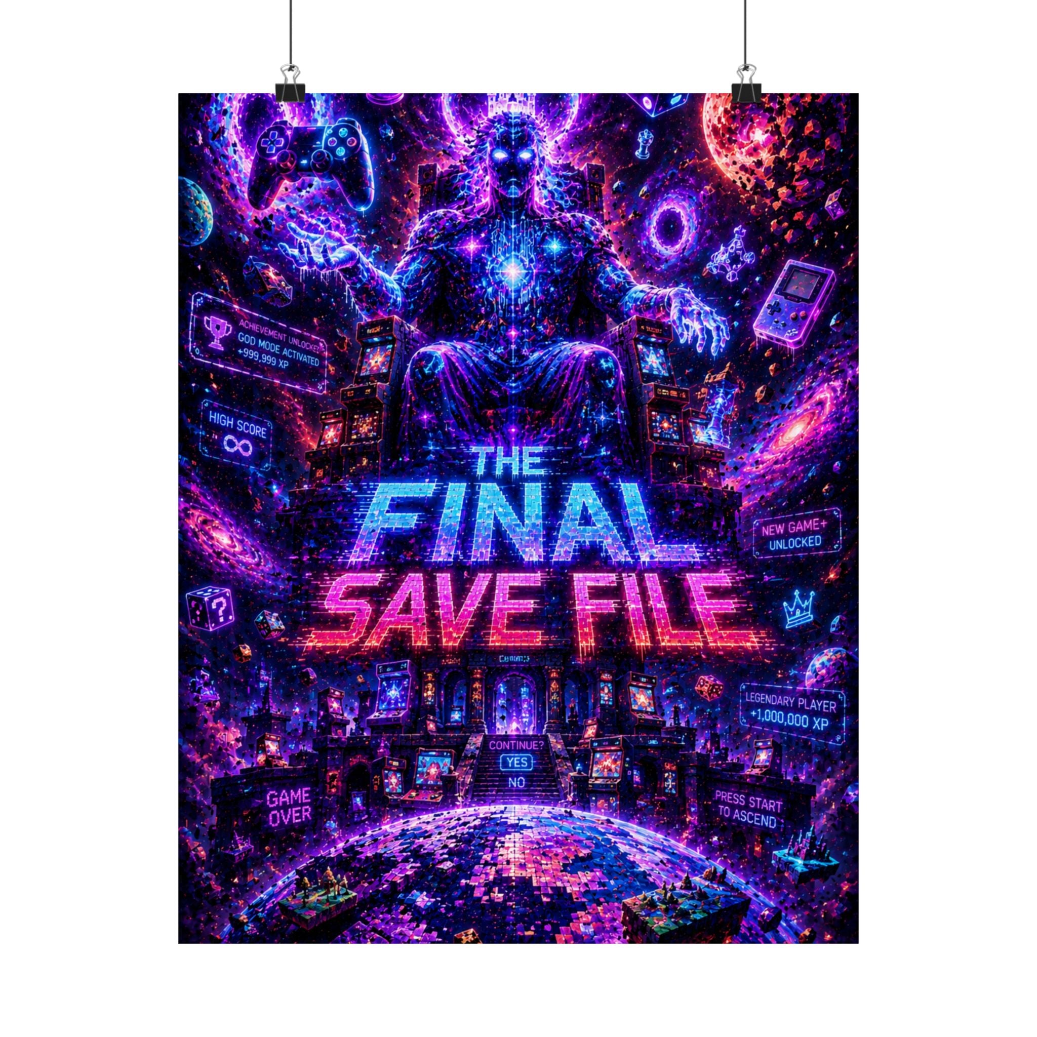 The Final Save File Gaming Poster- Neon Gaming Art