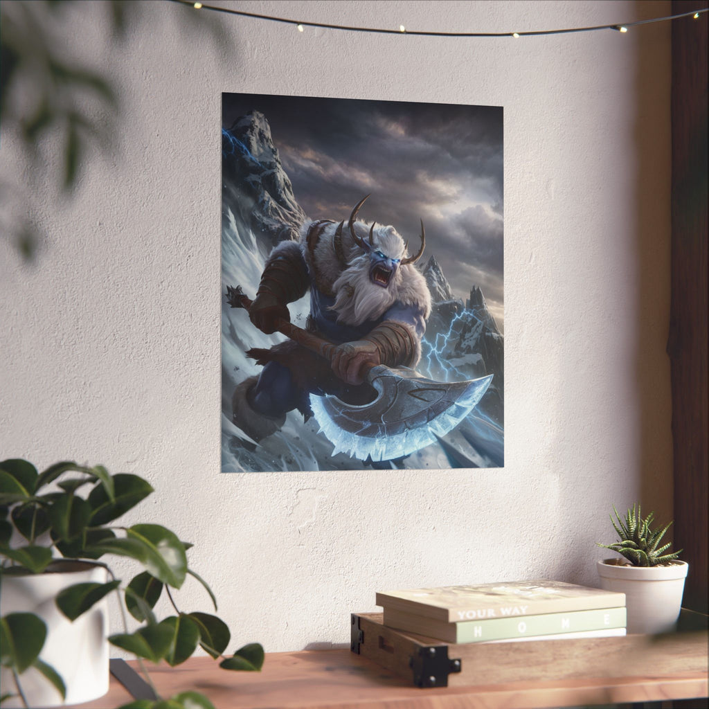 Viking Frost Warrior Matte Poster — Ice Giant Viking with Battle Axe