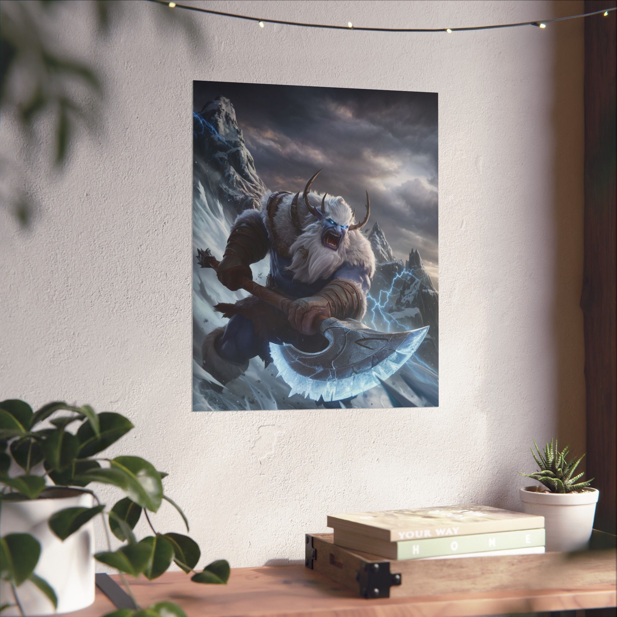 Viking Frost Warrior Matte Poster — Ice Giant Viking with Battle Axe