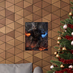 Three-Headed Cerberus Matte Vertical Poster | Fire and Ice Mythic Creature