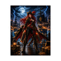 Crimson Pirate Witch Gaming Poster — Gothic Fantasy Gaming Wall Art