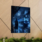 Mystic Night Train Matte Vertical Poster | Blue Moon, Foggy Platform