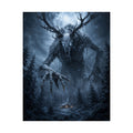 Wendigo Forest Horror Matte Vertical Poster | Creepy Moonlit Monster