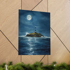 Moonlit Lighthouse Poster, Nautical Wall Art, Coastal Home Decor, Maritime Gift, Seaside Artwork, Ocean Lover's Decor