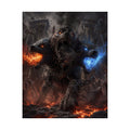 Three-Headed Cerberus Matte Vertical Poster | Fire and Ice Mythic Creature