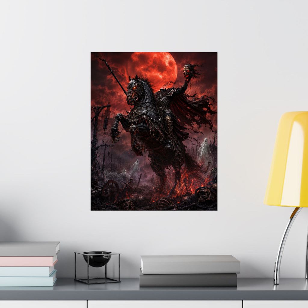 Nightmare Rider Matte Poster | Dark Horse, Red Blood Moon, Gothic Fantasy