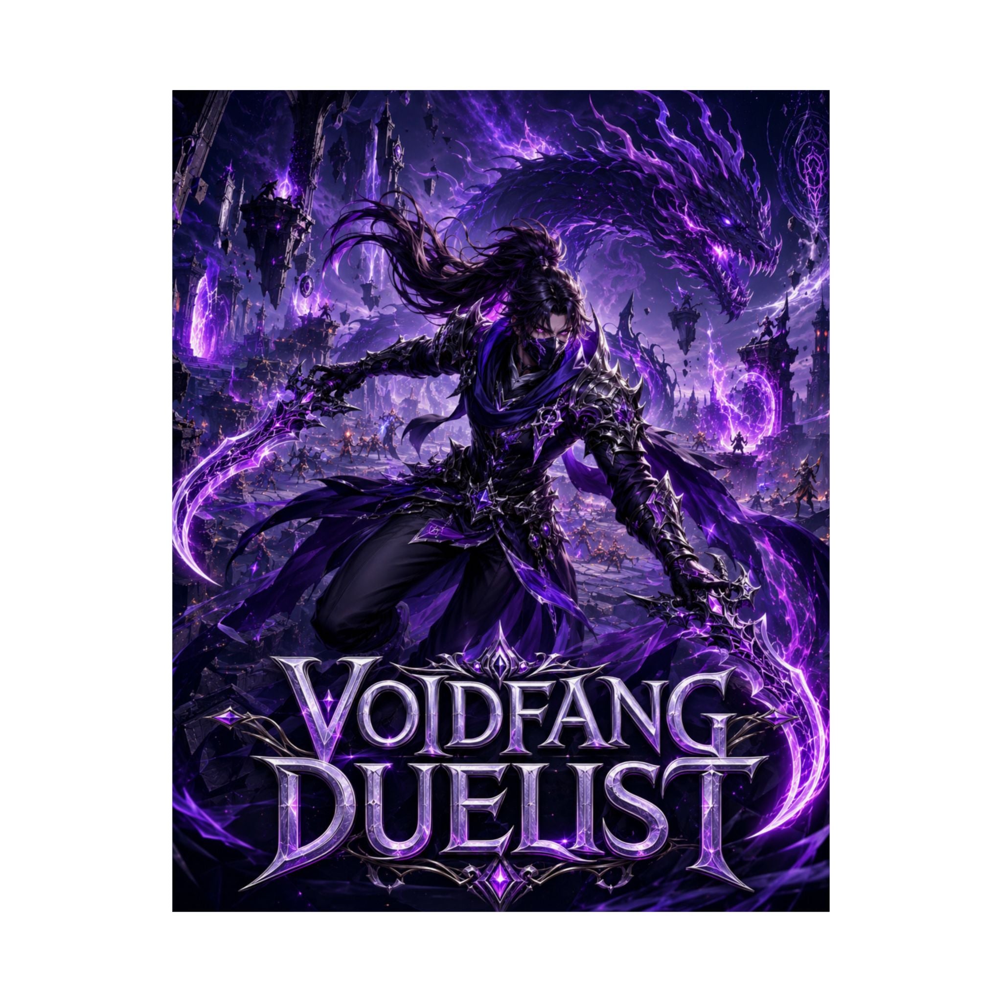 Voidfang Duelist Poster — Dark Fantasy Matte Vertical Wall Art