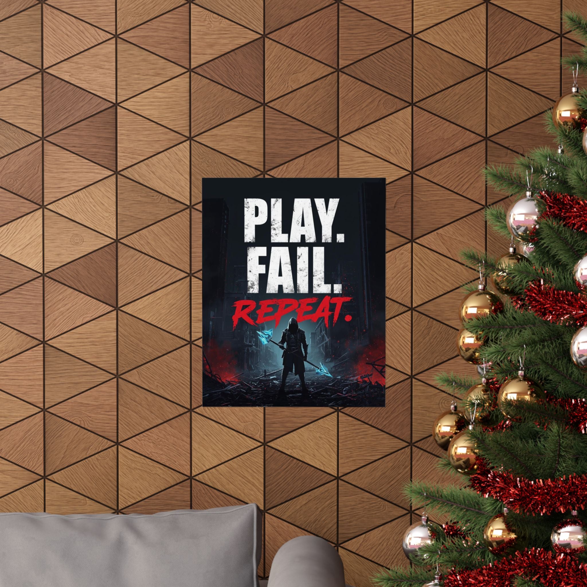 Play. Fail. Repeat. Gaming Poster — Motivational Gamer Wall Art