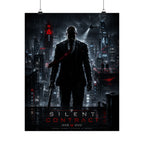 Silent Contract Gaming Poster — Neo‑Noir Hitman Cityscape