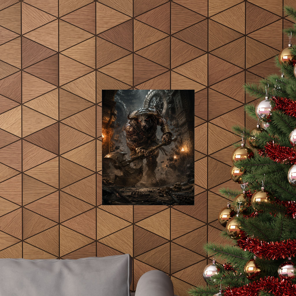 Minotaur Warrior Matte Vertical Poster | Fantasy Monster Dungeon Art
