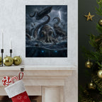 Giant Kraken Attack Matte Poster | Nautical Sea Monster Storm Art