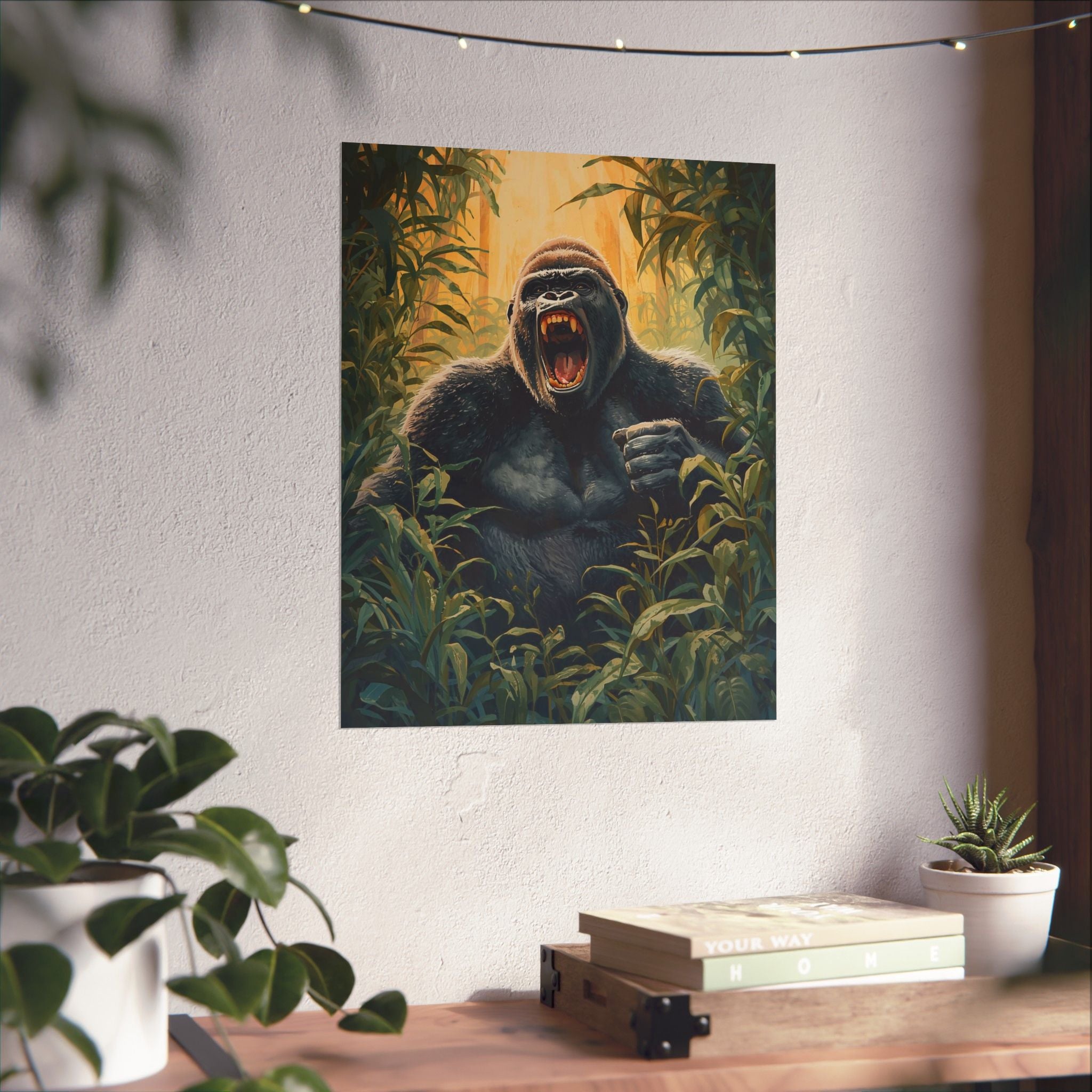 Fierce Gorilla Matte Vertical Poster, Wild Animal Art Print, Jungle Wall Decor, Nature Lover Gift, Unique Home Decoration