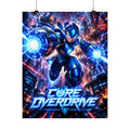 Core Overdrive NES Gaming Poster — Futuristic Blue Mega-Robot Gaming Wall Art