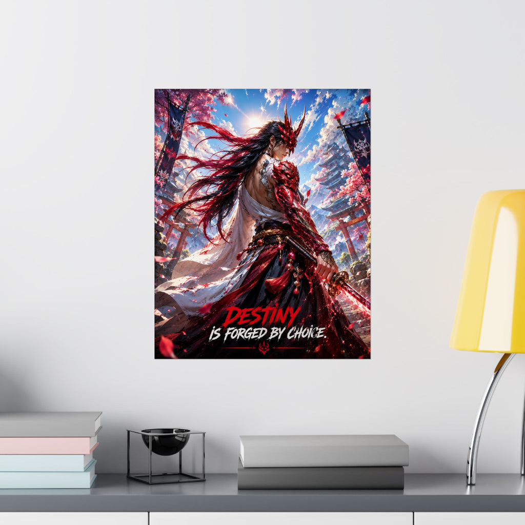 Samurai Warrior Matte Poster — "Destiny Is Forged By Choice" Motivational Wall Art