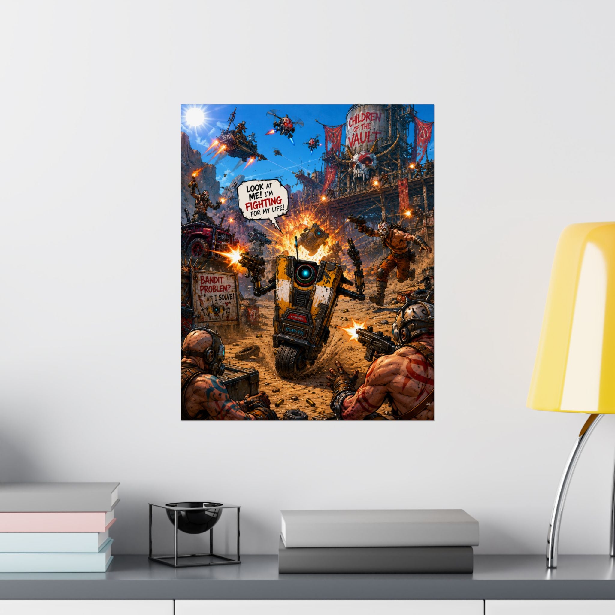 Badlands Claptrap Poster — Action-Packed Matte Vertical Game Art