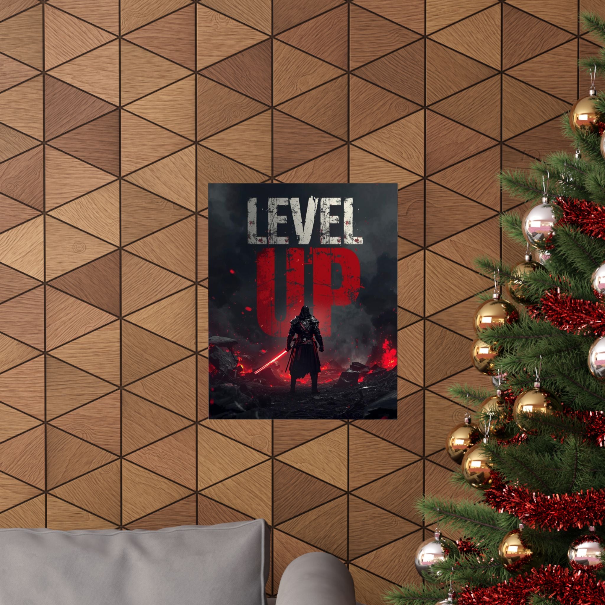 Level Up Poster — Dark Sci‑Fi Gamer Wall Art