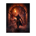Rogue Adventurer Matte Poster — Hooded Torchbearer Dungeon Art
