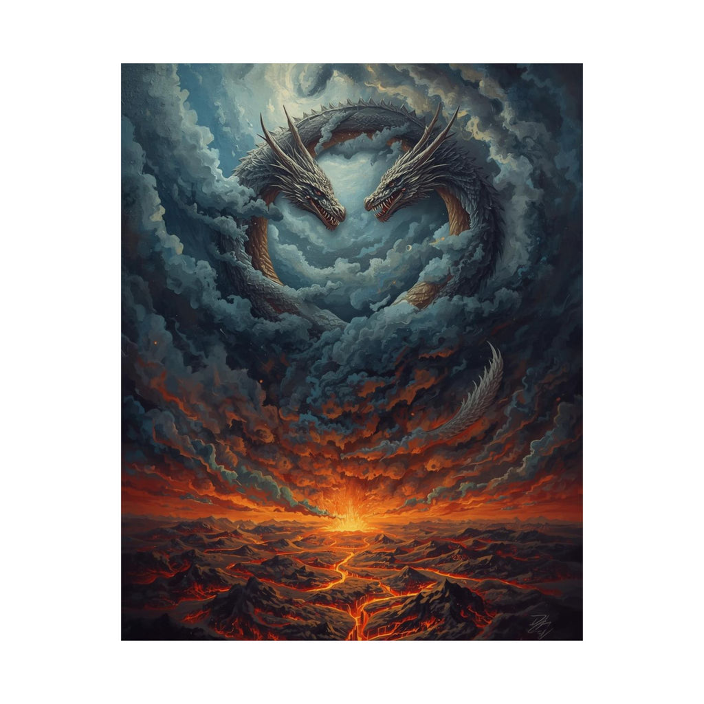 Mythical Dragon Art Poster, Fantasy Wall Decor, Home Art Print, Gift for Dragon Lovers, Matte Vertical Wall Art
