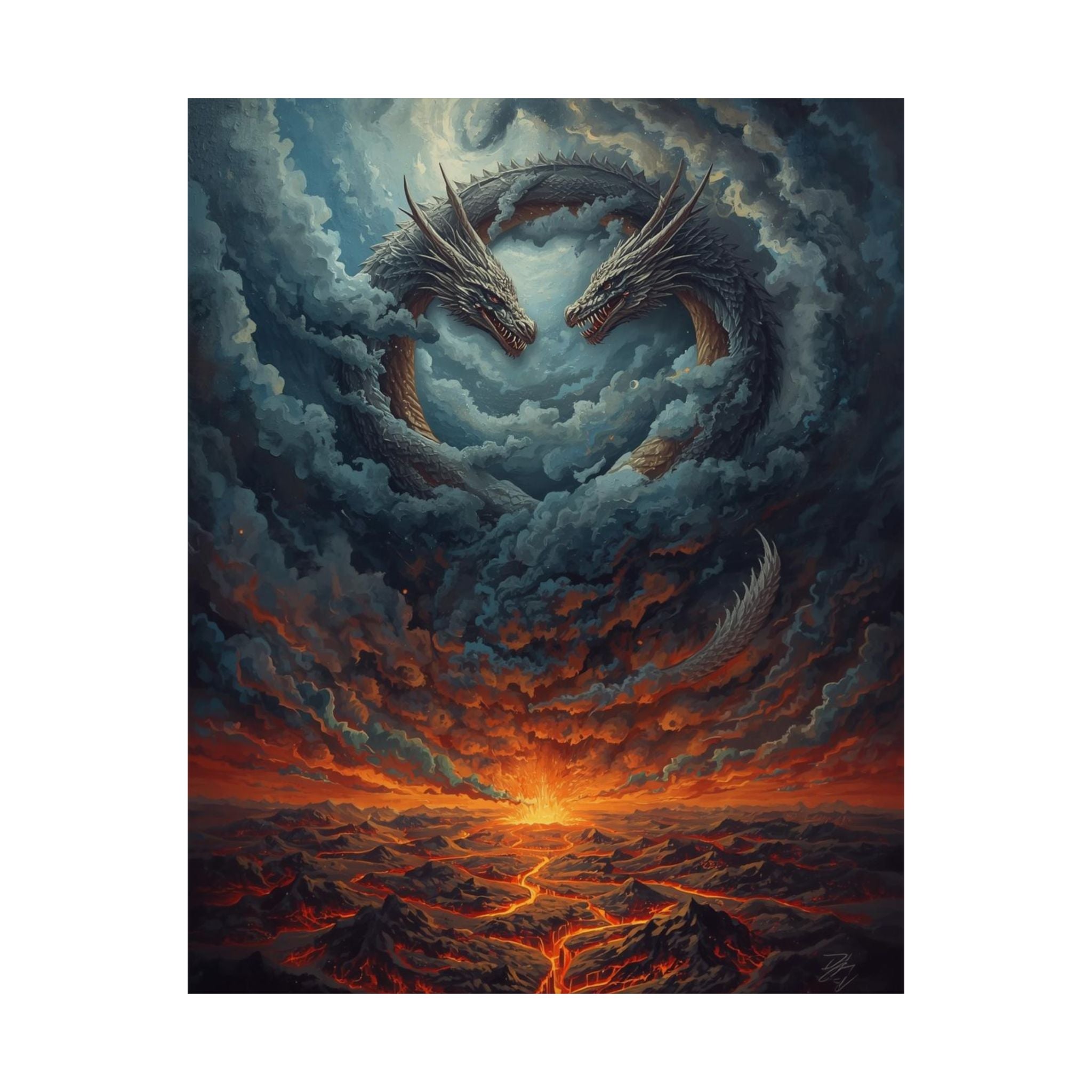 Mythical Dragon Art Poster, Fantasy Wall Decor, Home Art Print, Gift for Dragon Lovers, Matte Vertical Wall Art