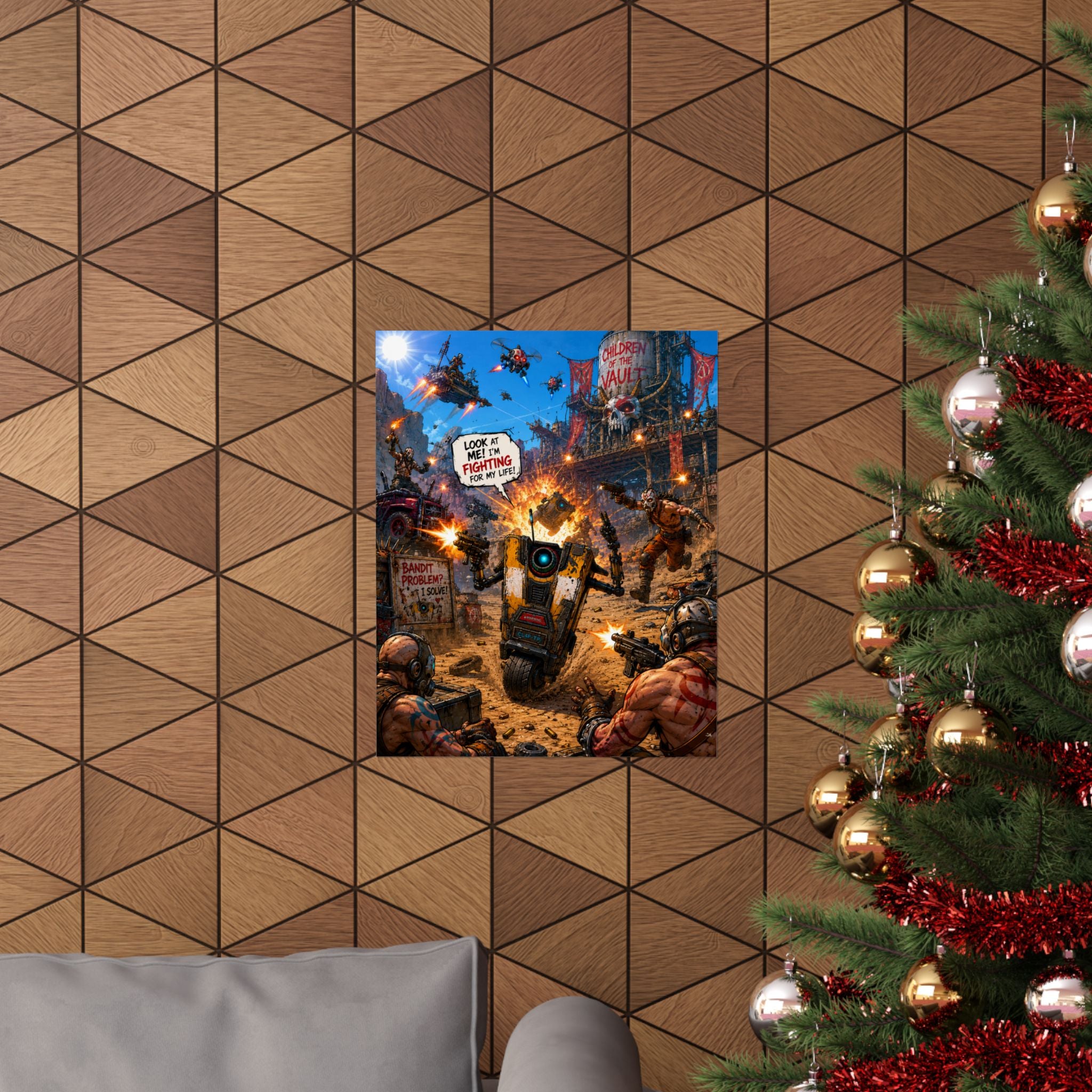 Badlands Claptrap Poster — Action-Packed Matte Vertical Game Art