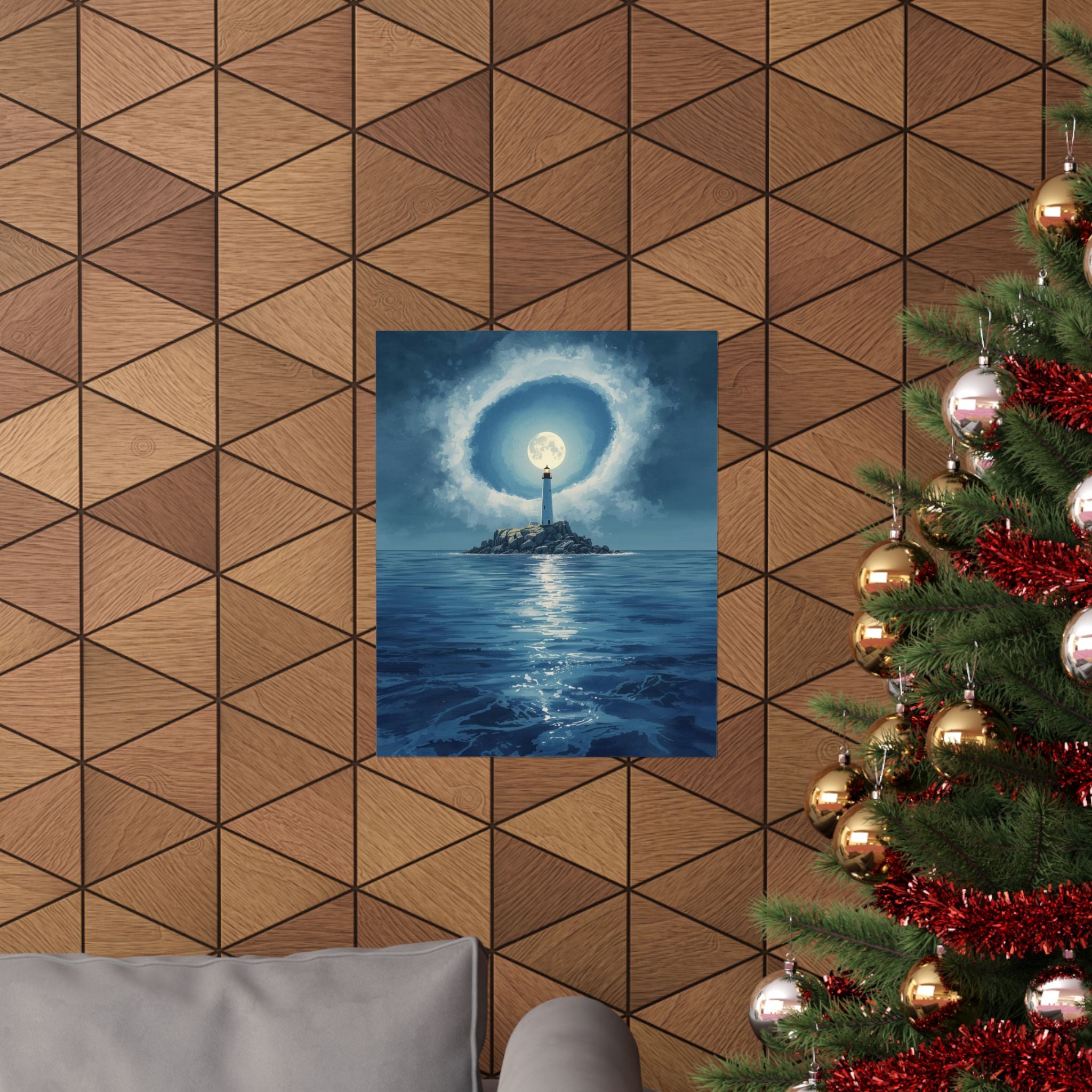 Lighthouse Moonlit Matte Vertical Posters, Nautical Wall Art, Coastal Decor, Beach House Print, Ocean Lover Gift