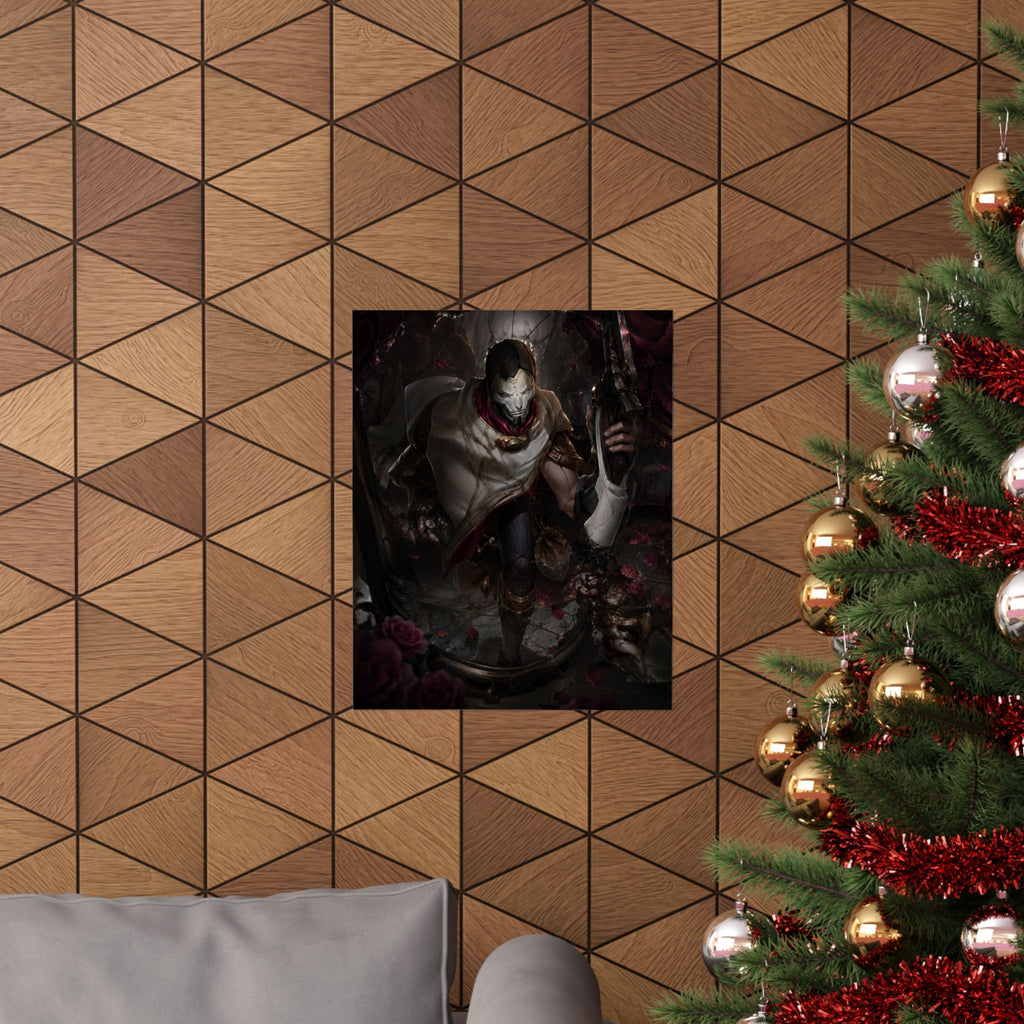 Dark Fantasy Masked Warrior Wall Art — Matte Vertical Art Print