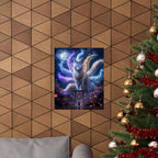 Nine-Tailed Fox Spirit Matte Poster | Kitsune, Mystical Night Shrine Art