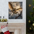 Gryphon vs Dragon Matte Vertical Poster | Fantasy Battle Wall Art