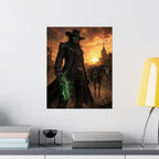Dark Cowboy Poster — Gothic Western Matte Vertical Art Print
