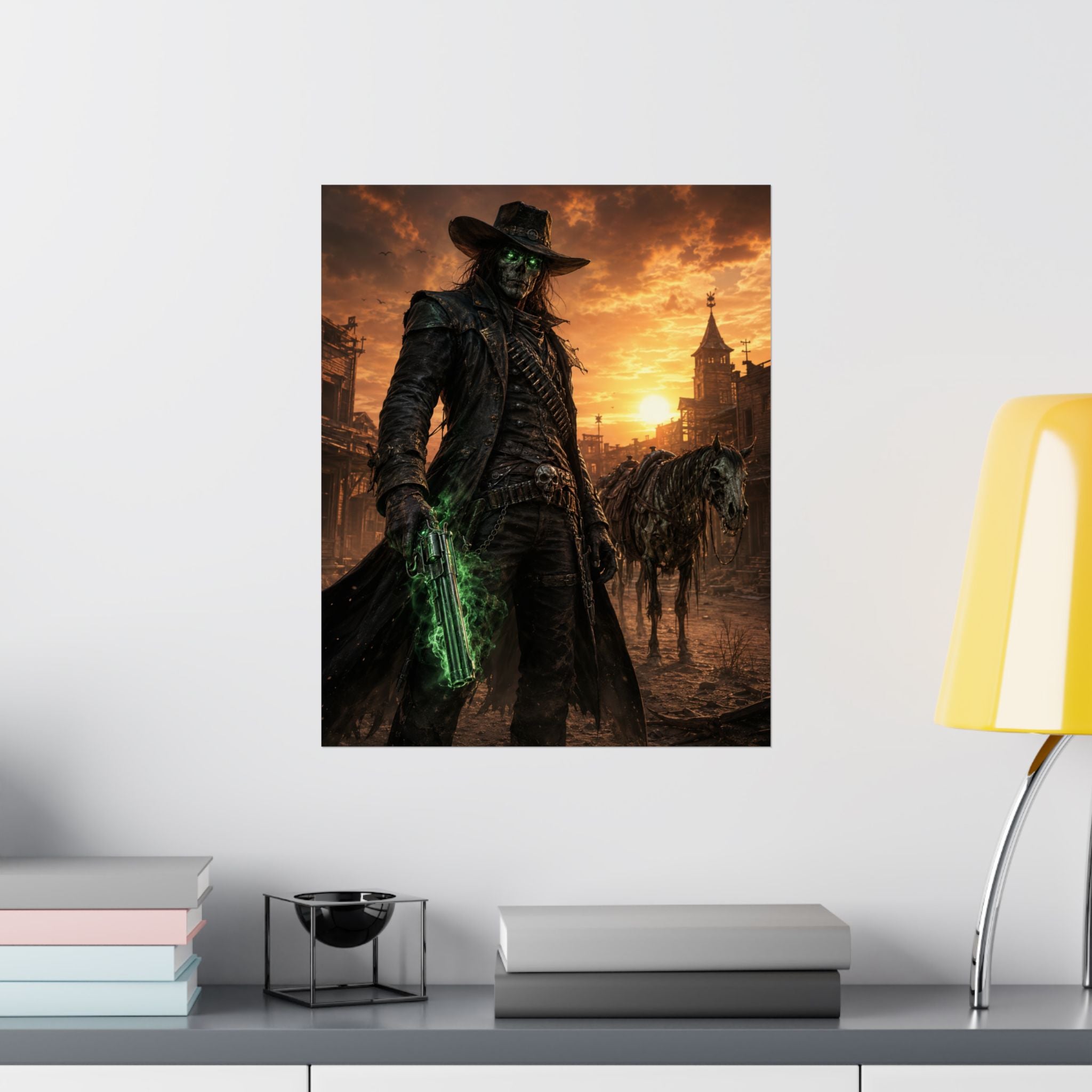 Dark Cowboy Poster — Gothic Western Matte Vertical Art Print
