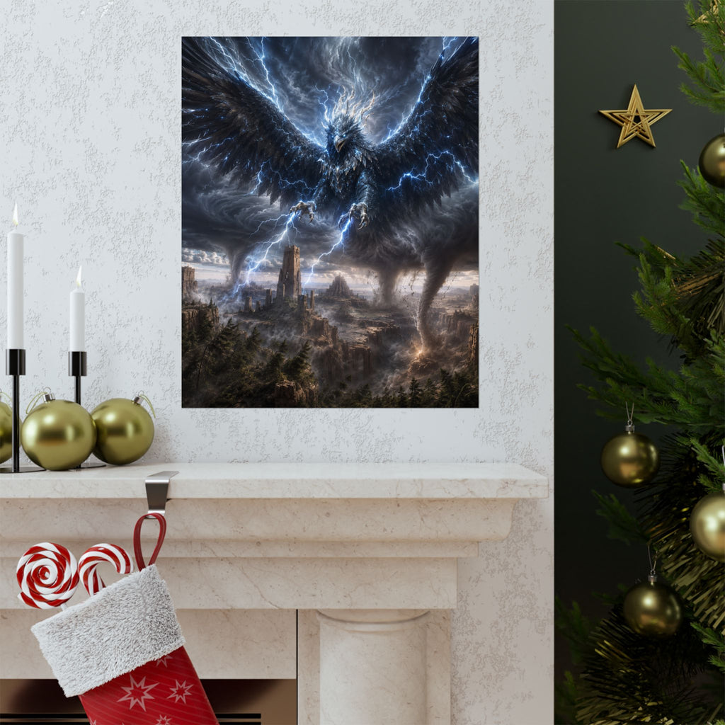 Storm Raven Poster | Matte Vertical Fantasy Wall Art