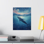 Whale Art Poster, Underwater Wall Décor, Ocean Lover Gift, Floral Nature Print, Home Decoration