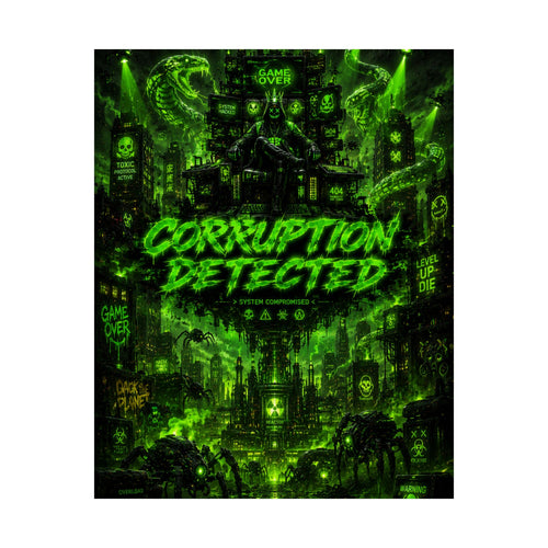 Corruption Detected Gaming Poster-  Neon Cyberpunk Inspired Gaming Art